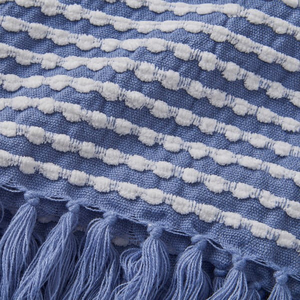 Mėlynos spalvos antklodė ir pledas 125x150 cm Stab Stitch – Catherine Lansfield-image-2