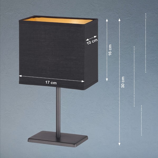 Stalinis šviestuvas juodos spalvos (aukštis 30 cm) su tekstiliniu gaubtu Kate – Fischer & Honsel-image-3