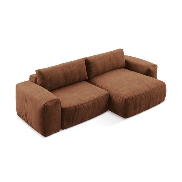 Terakotos spalvos sulankstoma kampinė sofa iš šenilinio audinio (su dešiniuoju kampu/su gultu) Kuki – Makamii-image-3