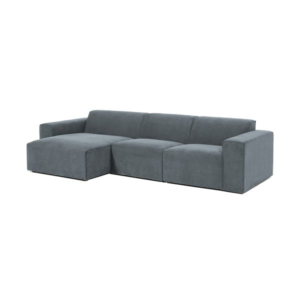 Iš kordinio velveto kampinė sofa pilkos spalvos (su kairiuoju kampu) Sting – Scandic-image-1