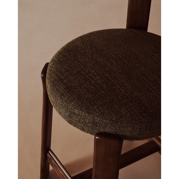 Žalios spalvos/tamsios natūralios spalvos iš uosio masyvo baro taburetė (sėdynės aukštis 65 cm) Granite – Kave Home-image-3