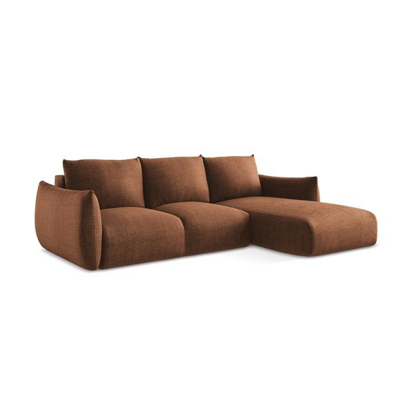 Terakotos spalvos sulankstoma kampinė sofa (su dešiniuoju kampu/su gultu) Leila – Makamii-image-3