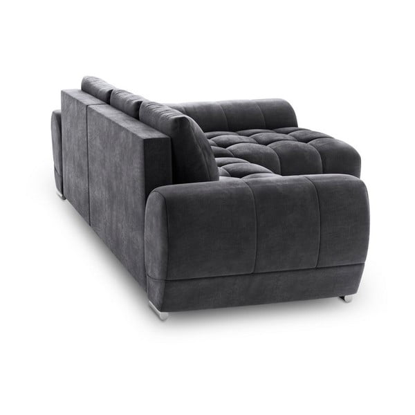 Tamsiai pilka kampinė sofa-lova su aksomo apmušalais Windsor & Co Sofas Nuage, dešinysis kampas-image-3