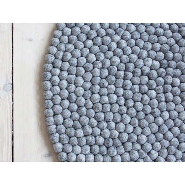 Plieno pilkos spalvos vilnos kilimas Wooldot Ball Rugs, ⌀ 90 cm