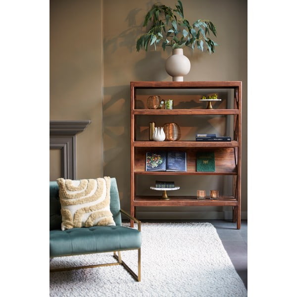 Ruda akacijos medžio masyvo knygų spinta 120x160 cm Yuki - Light & Living-image-1