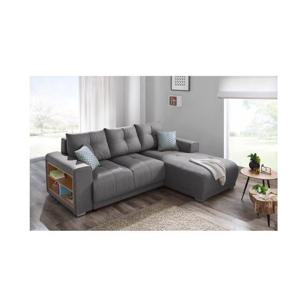 "Bobochic Paris Lisbona" pilka sofa-lova su porankiais, dešinysis kampas-image-3