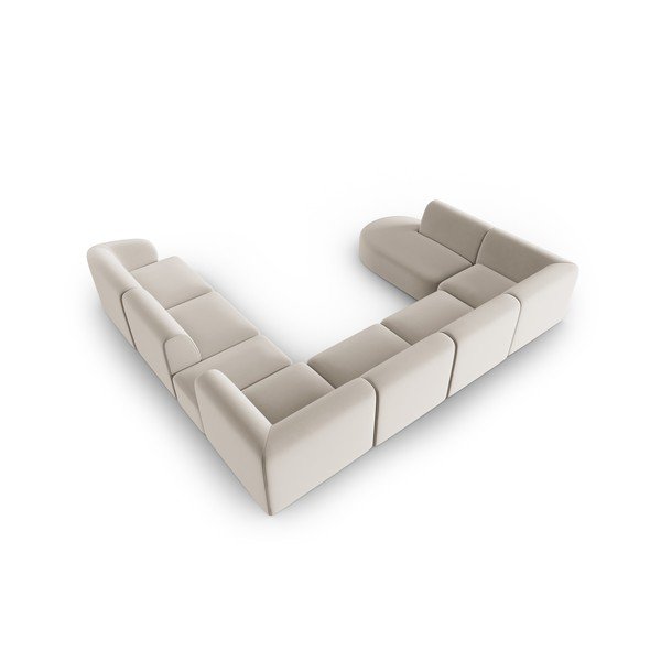 Smėlio spalvos iš velveto kampinė sofa (su dešiniuoju kampu/„U“ formos) Paolo – Milo Casa-image-3