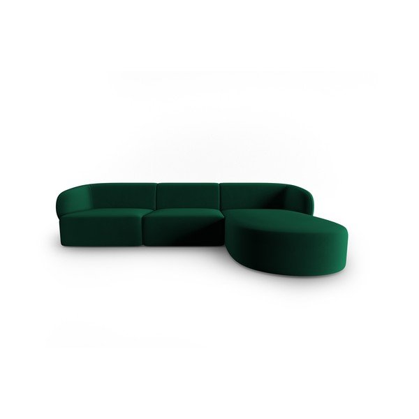 Žalios spalvos iš velveto kampinė sofa (su dešiniuoju kampu/su gultu) Paolo – Milo Casa