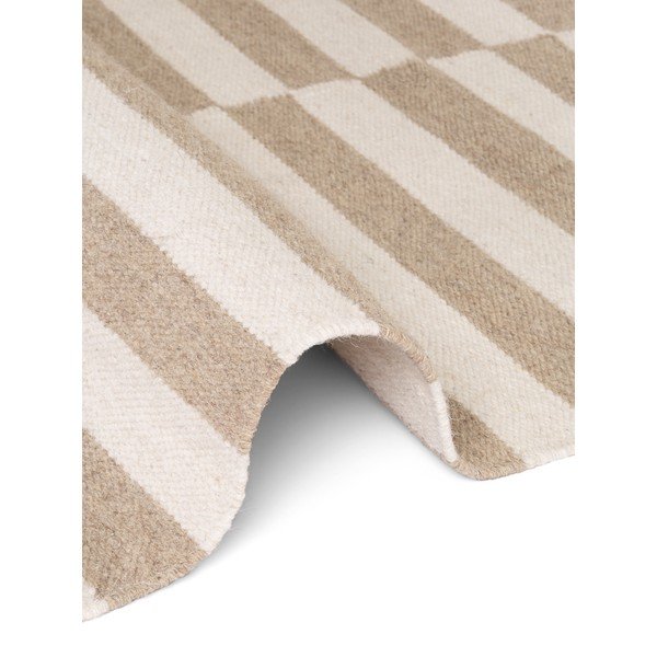 Apverčiamas/rankų darbo baltos spalvos/šviesiai rudos spalvos iš vilnos kilimas 80x150 cm Vika – Hanse Home-image-4