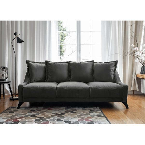 Tamsiai pilka aksominė sofa Miuform Royal Rose-image-1