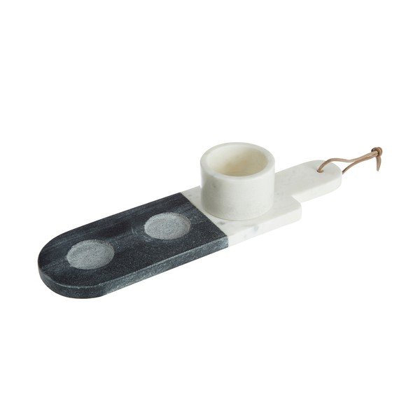 3 baltų ir pilkų Premier Housewares marmurinių dubenų rinkinys-image-2