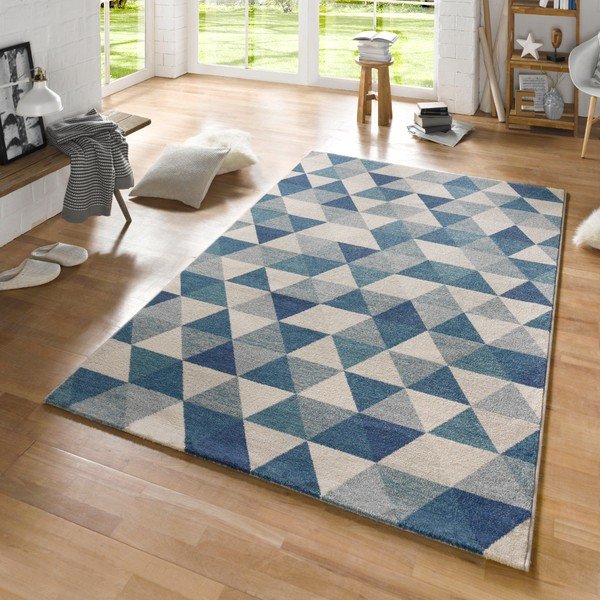 Mėlynas kilimas Mėtų kilimai Diamond Triangle, 80 x 150 cm-image-1