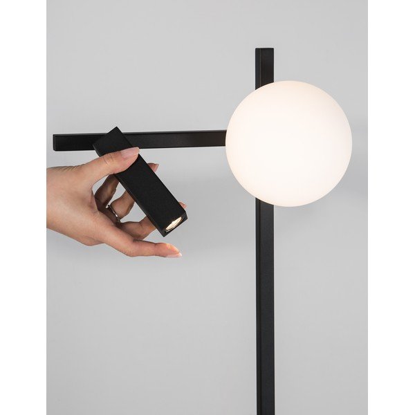 Baltos spalvos/juodos spalvos iš metalo pastatomas šviestuvas LED su sulankstoma konstrukcija (aukštis 150 cm) su stiklo gaubtu Joline – Nova Luce-image-1