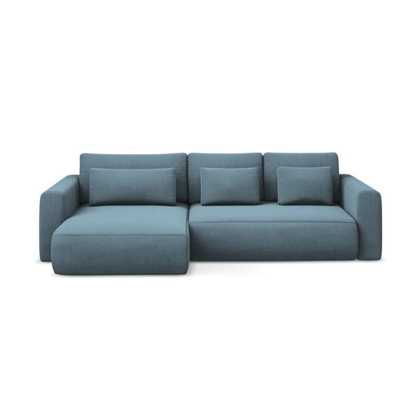 Šviesiai mėlynos spalvos sulankstoma/su sandėliavimo vieta kampinė sofa (su kairiuoju kampu/su gultu) Kapua – Makamii