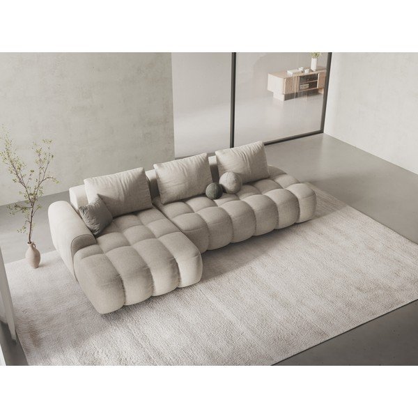 Smėlio spalvos sulankstoma/su sandėliavimo vieta kampinė sofa (su kairiuoju kampu/su gultu) Linz – Cosmopolitan Design-image-1