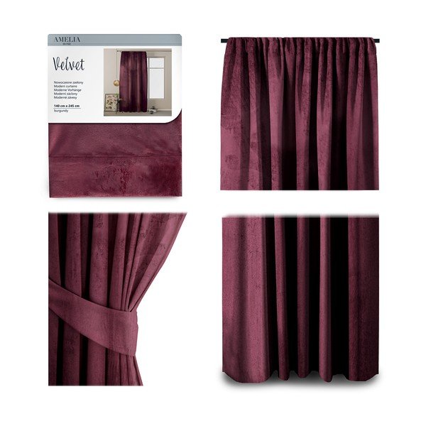 Violetinės aksominės užuolaidos "AmeliaHome Velvety", 245 x 140 cm-image-1