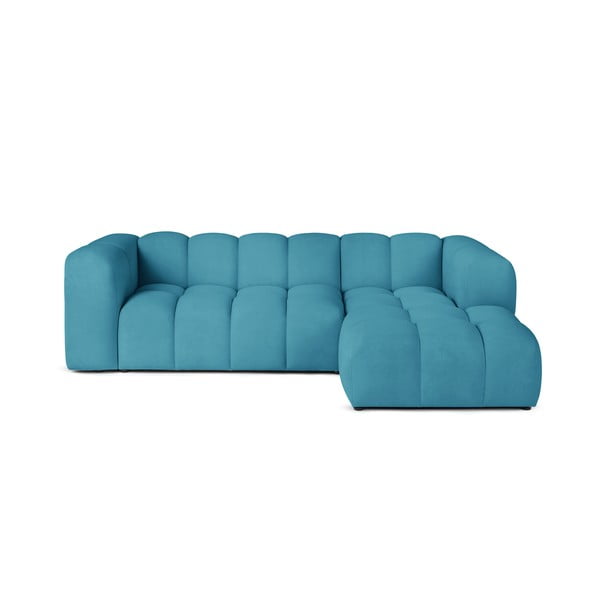 Turkio spalvos iš velveto kampinė sofa (su dešiniuoju kampu/su gultu) Cube – Bonami Selection