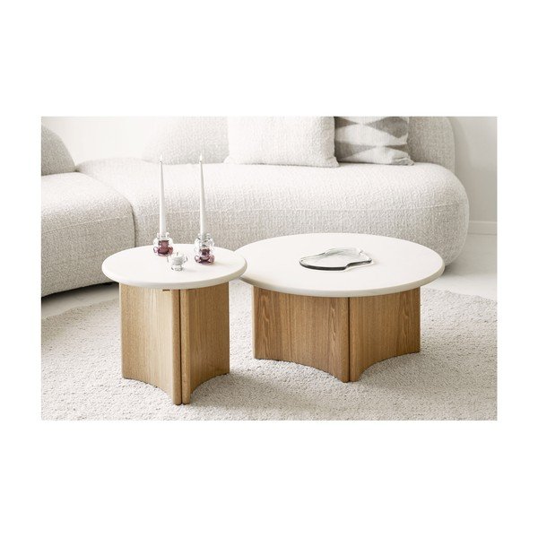Apvalios formos šoninis stalas su betoniniu stalviršiu ø 50 cm Motril – House Nordic-image-1