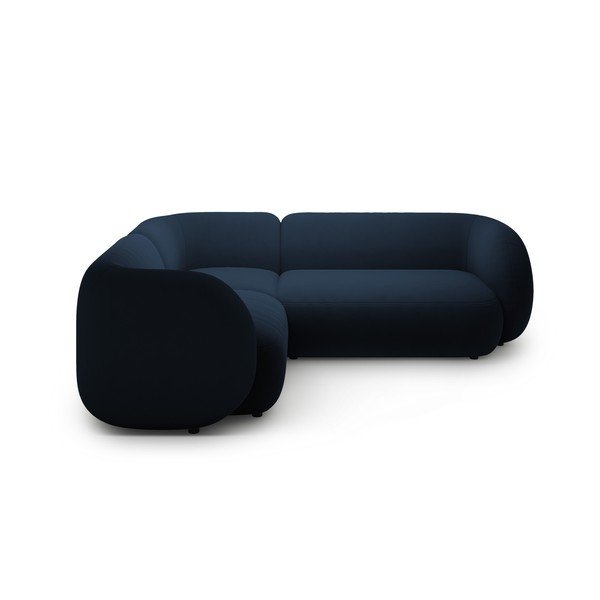 Mėlynos spalvos kampinė sofa iš velveto (su kairiuoju kampu/„L“ formos) Kate – Micadoni -image-1