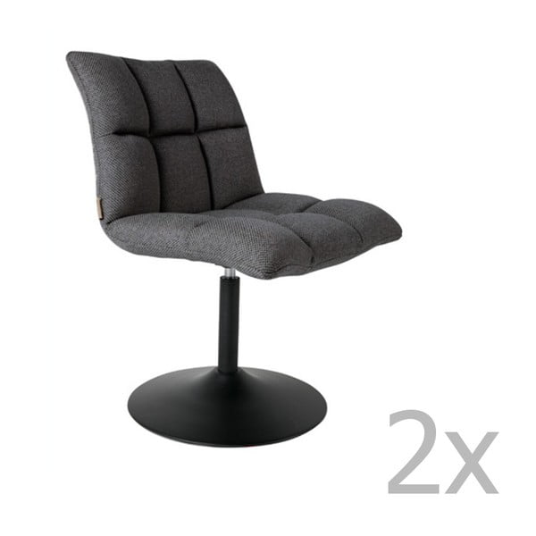 2 tamsiai pilkos spalvos baro kėdžių rinkinys