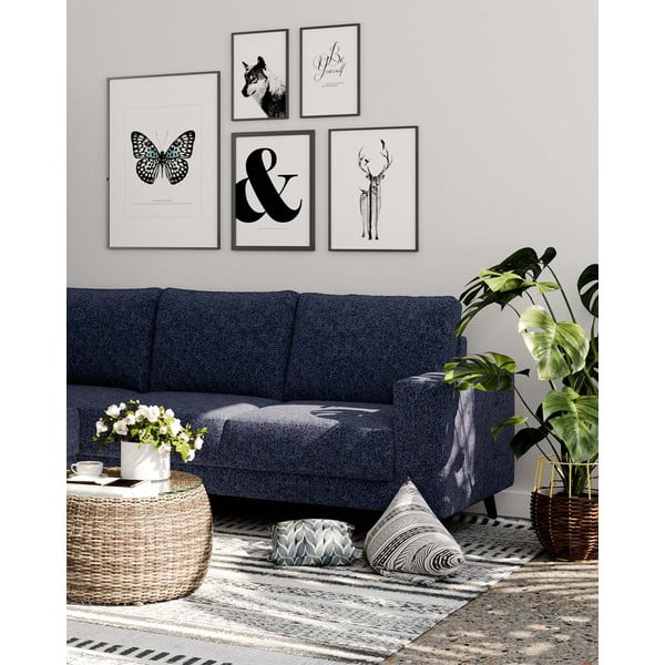 Modulinė kampinė sofa tamsiai mėlynos spalvos Fynn – Ghado-image-1