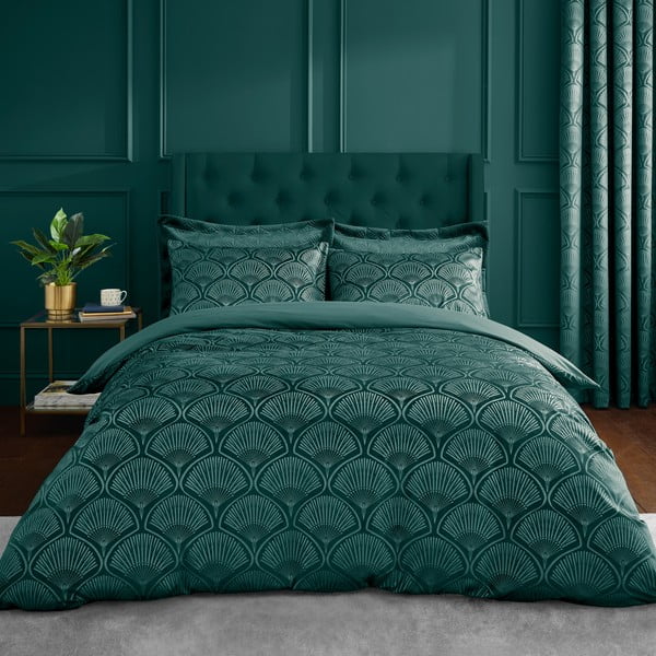Dvigulė patalynė žalios spalvos 200x200 cm Art Deco Pearl – Catherine Lansfield