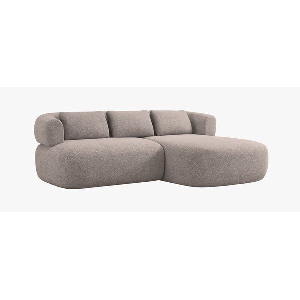Šviesiai rudos spalvos kampinė sofa iš boucle (su dešiniuoju kampu/su gultu) Jenny – Micadoni 