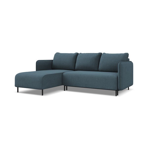 Mėlynos spalvos sulankstoma/su sandėliavimo vieta kampinė sofa (su kairiuoju kampu) Luana – Makamii-image-1