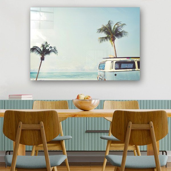 Paveikslas ant stiklo 100x70 cm Surf Van - Wallity-image-1