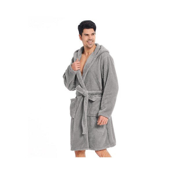 Šviesiai pilkas vienspalvis mikropluošto chalatas "DecoKing Sleepyhead", XXL dydžio-image-2