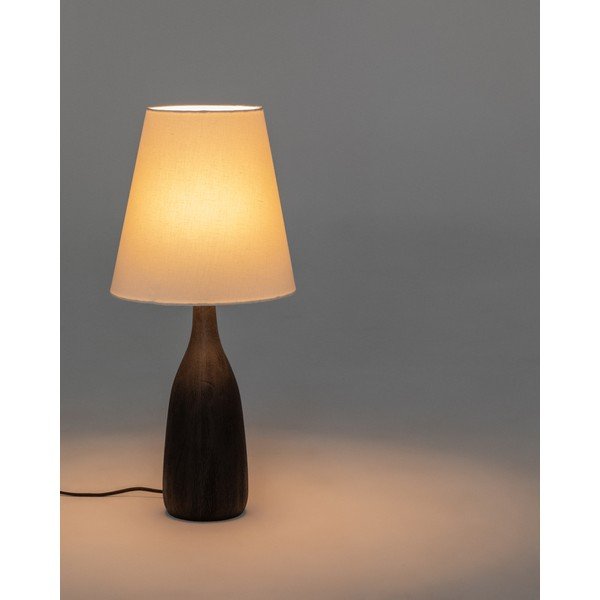 Juodos spalvos/kreminės spalvos stalinis šviestuvas (aukštis 56 cm) su tekstiliniu gaubtu Luvia – Kave Home-image-3