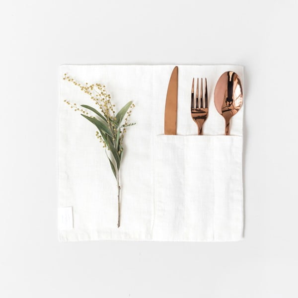 Iš lino servetėlė stalo įrankiams 2 vnt. 23x23 cm White – Linen Tales-image-1