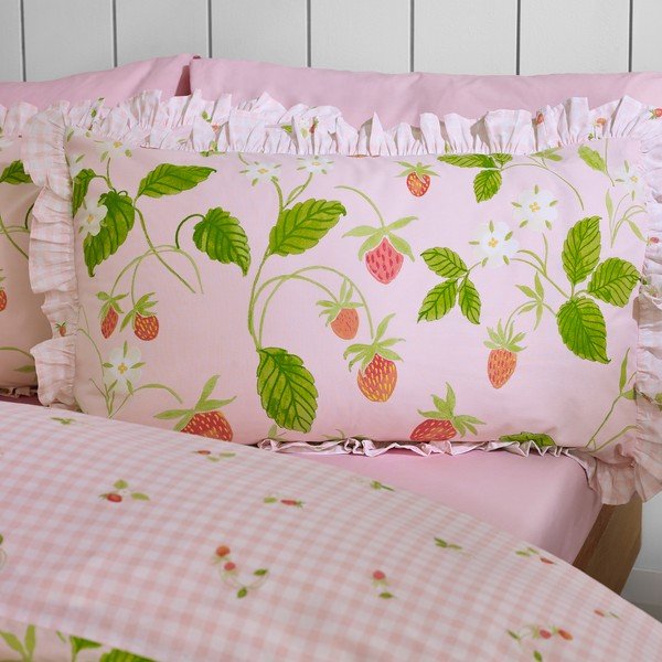 Rožinės spalvos viengulė patalynė 135x200 cm Strawberry Frills – Catherine Lansfield-image-2
