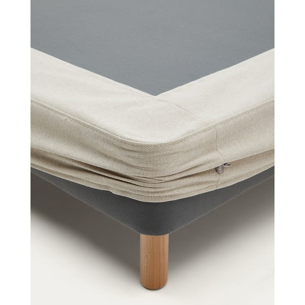 Viengulė lova smėlio spalvos audiniu dengta 90x200 cm Ofelia – Kave Home-image-3