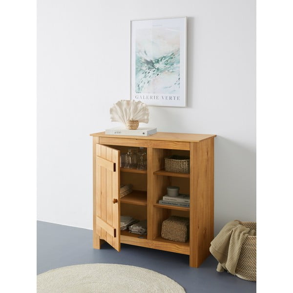 Iš pušies masyvo spintelė natūralios spalvos 90x90 cm Bertram – Støraa-image-4