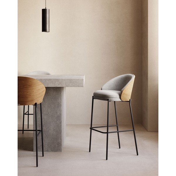 Pilkos spalvos/natūralios spalvos baro taburetė (sėdynės aukštis 65 cm) Eamy – Kave Home-image-1