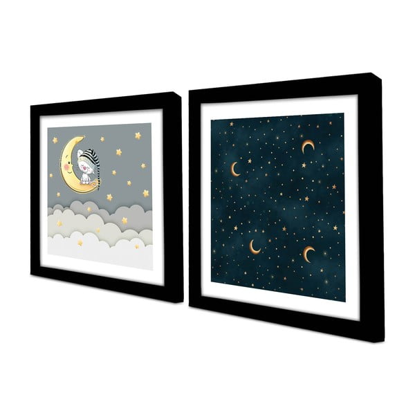 2 vaikiškų paveikslėlių rinkinys 33x33 cm Night - Wallity-image-2