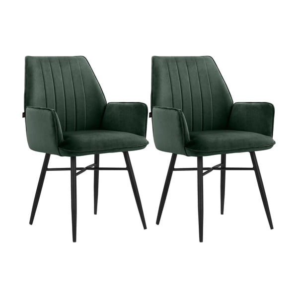 Žalios spalvos iš audinio valgomojo kėdžių komplektas 2 vnt. Anzo – Støraa-image-4