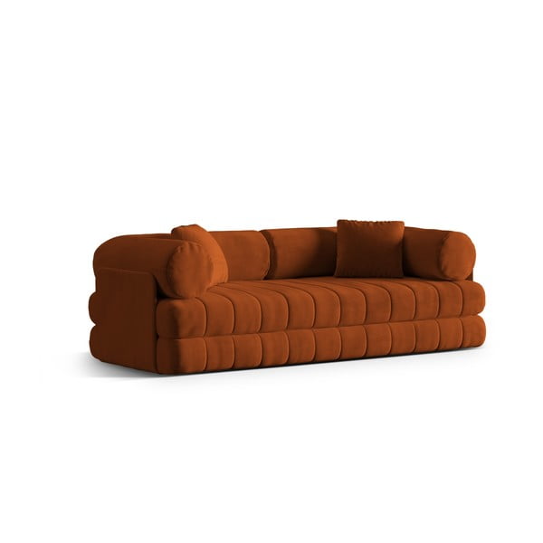 Terakotos spalvos iš velveto sulankstoma sofa 206 cm Kemi – Cosmopolitan Design-image-2