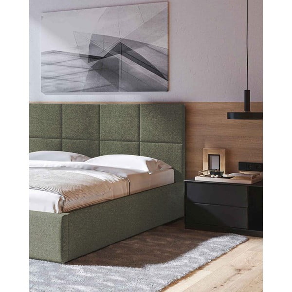 Žalios spalvos dvigulė lova audiniu dengta su sandėliavimo vieta su lovos grotelėmis 140x200 cm Bufo – MESONICA-image-4