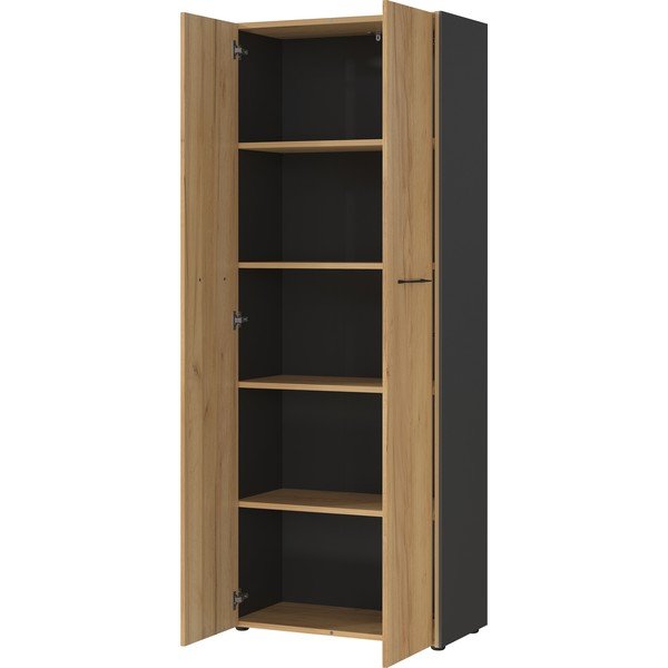 Antracito spalvos/natūralios spalvos drabužių spinta iš ąžuolo 75x196x40 cm Podium – Germania-image-3