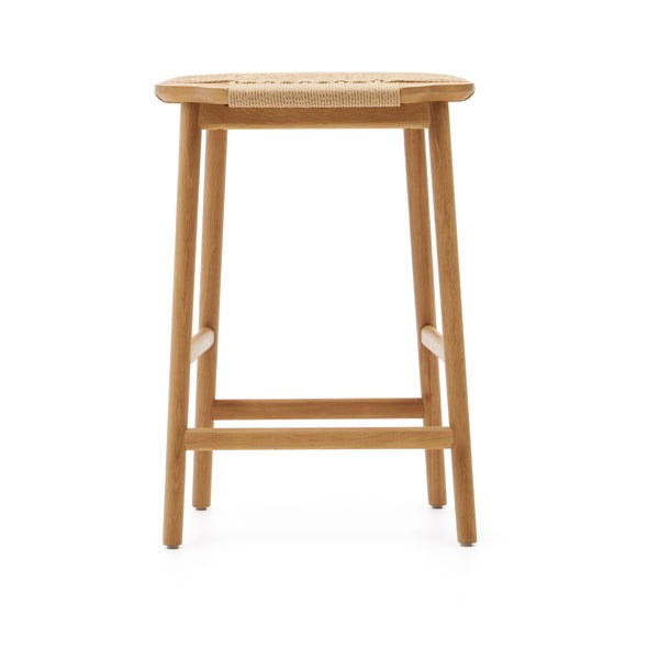 Natūralios spalvos iš ąžuolo masyvo baro taburetė (sėdynės aukštis 65 cm) Enit – Kave Home-image-2