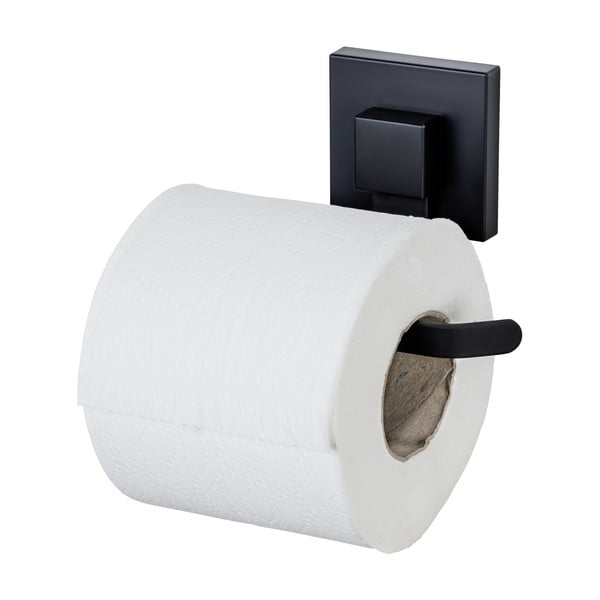 Klijuojamas iš nerūdijančio plieno laikiklis tualetiniam popieriui juodos spalvos Quadro – Wenko