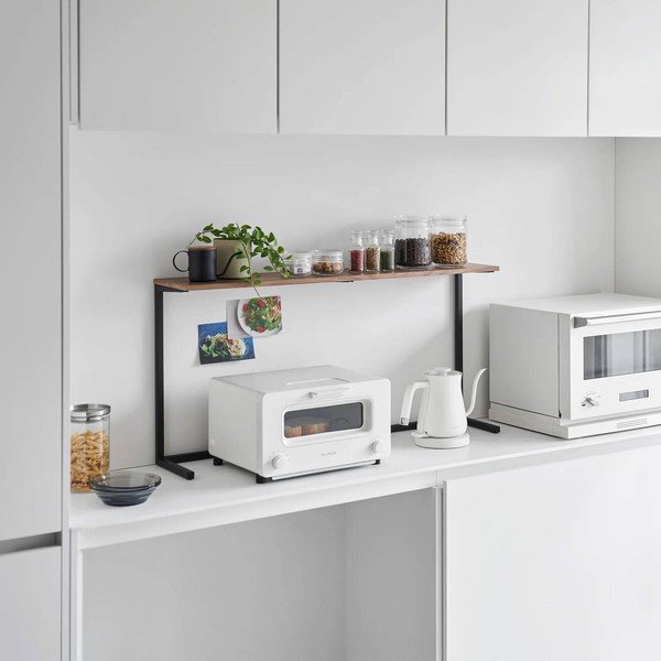 Juodos spalvos/natūralios spalvos iš medienos papildoma virtuvės lentyna 90x18 cm Tower – YAMAZAKI-image-1