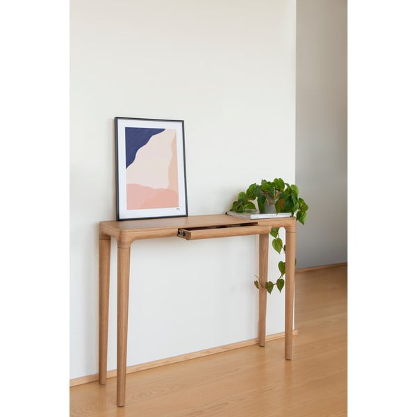 Iš ąžuolo masyvo konsolinis staliukas natūralios spalvos 12x110 cm Heart'n'Soul – UMAGE-image-1