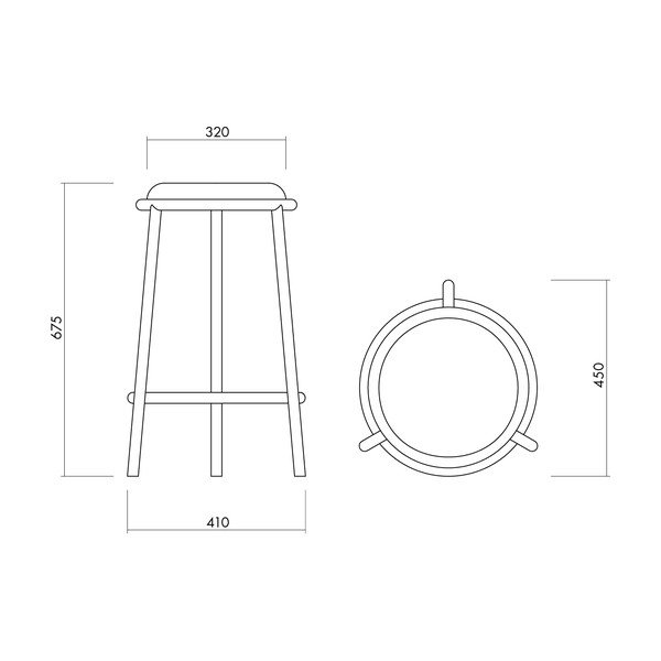 Smėlio spalvos iš metalo baro taburetė (sėdynės aukštis 68 cm) Hogo – noo.ma-image-3