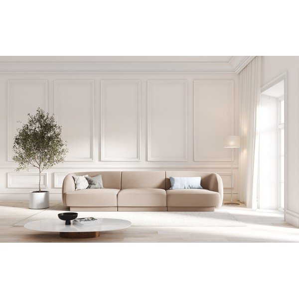 Sofa smėlio spalvos iš velveto 259 cm Miley  – Micadoni Home-image-4