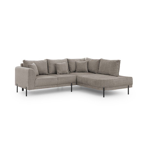 Taupe spalvos kampinė sofa iš šenilinio audinio (su dešiniuoju kampu/„L“ formos) Mauris  – Ropez-image-2