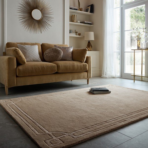 Rankų darbo rudos spalvos iš vilnos kilimas 120x170 cm Gatsby – Flair Rugs-image-1