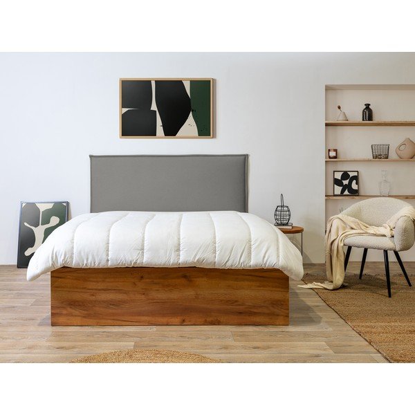 Dvigulė lova pilkos spalvos/natūralios spalvos su sandėliavimo vieta su lovos grotelėmis 140x190 cm Cara – Bobochic Paris-image-3